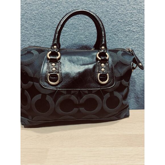 Coach Madison Op Art F0826-12943 Black Lavender Satchel Purse Handbag Authentic - Picture 2 of 16